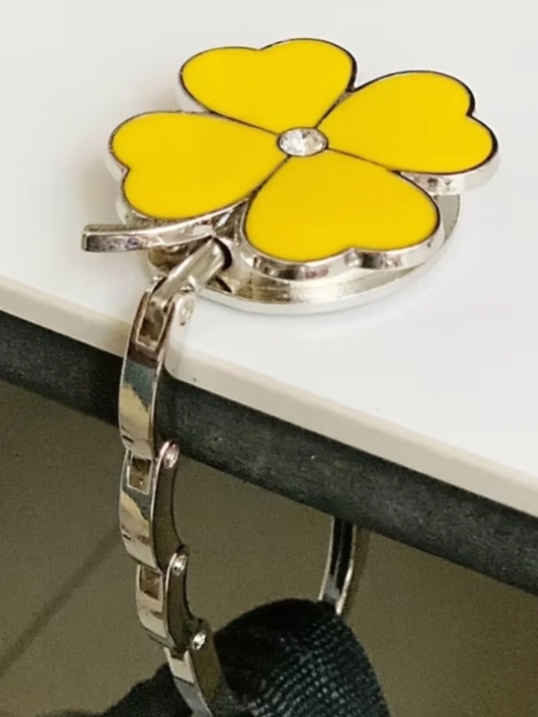Yellow FourLeaf Clover Purse Hook